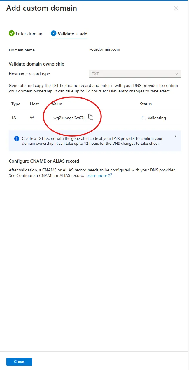 DNS Provider TXT Record